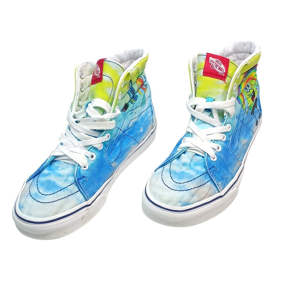 Vans SpongeBob Sk8-Hi Sneakers Women Size 10 Blue Tie Dye Canvas High Top